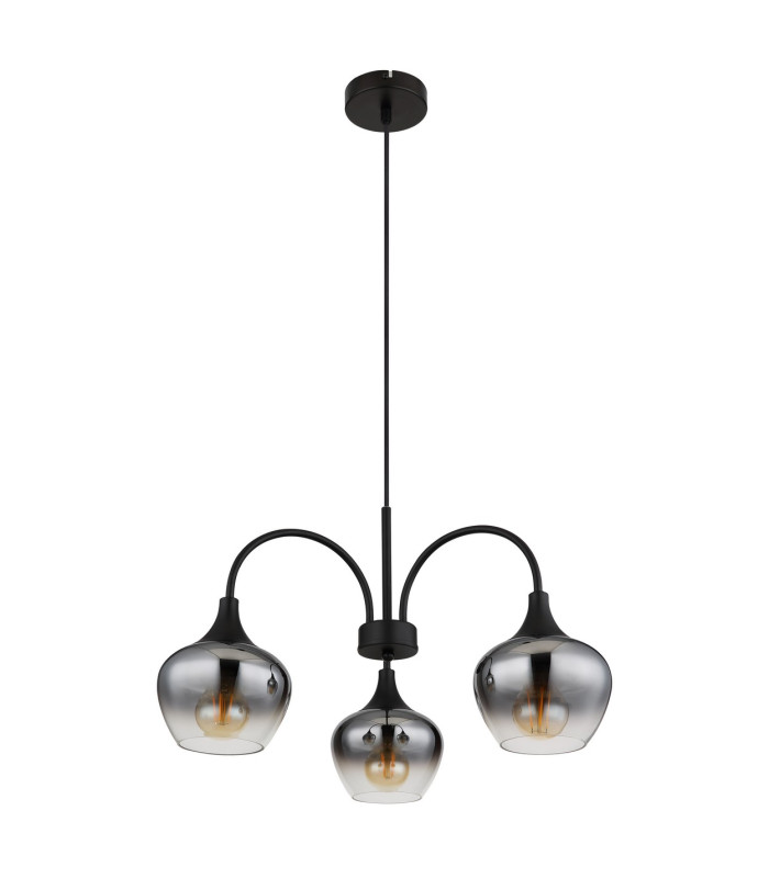 Maxy Multi Arm Pendant Ceiling Light Matt Black Smoke Glass Shade 3x E27-2