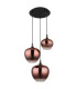 Maxy Cluster Pendant Ceiling Light Matt Black Copper Glass Shade 3x E27-2