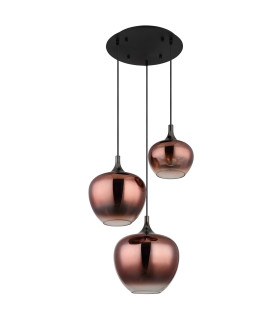 Maxy Cluster Pendant Ceiling Light Matt Black Copper Glass Shade 3x E27-2