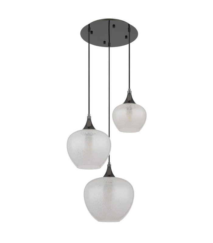 Maxy Cluster Pendant Ceiling Light Gunmetal Clear Glass Shade 3x E27-2