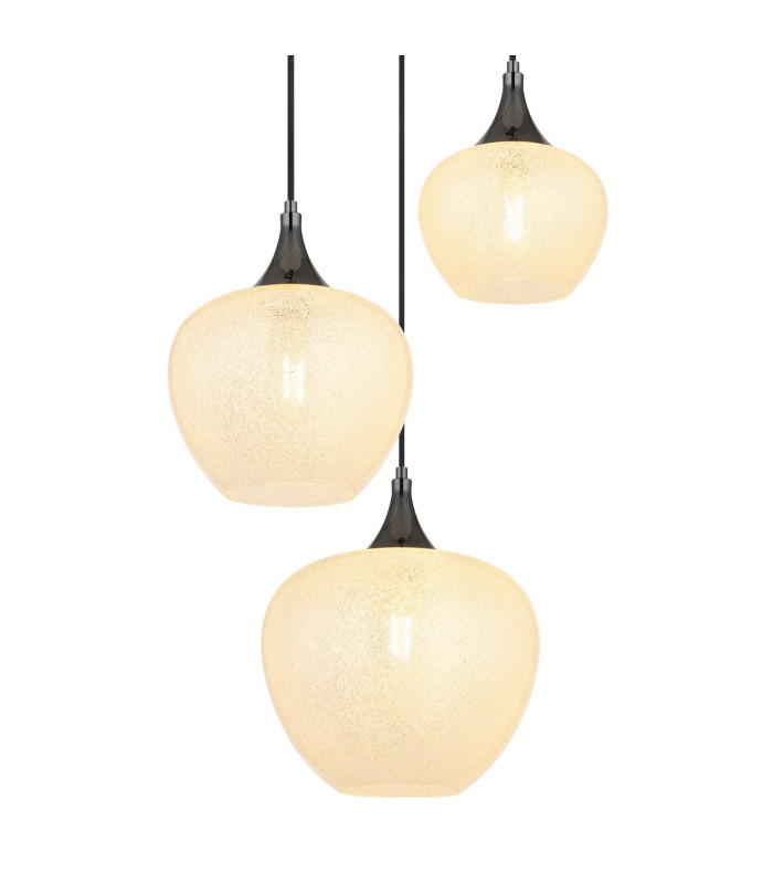 Maxy Cluster Pendant Ceiling Light Gunmetal Clear Glass Shade 3x E27-3
