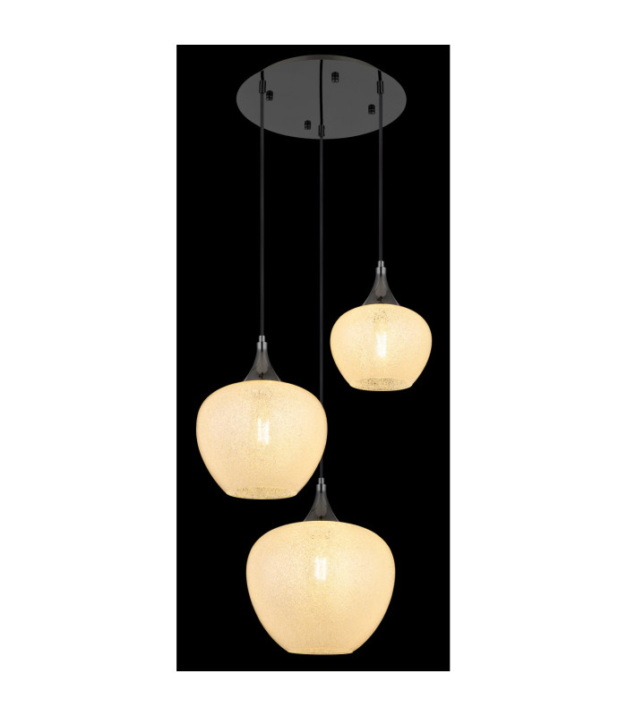 Maxy Cluster Pendant Ceiling Light Gunmetal Clear Glass Shade 3x E27-4
