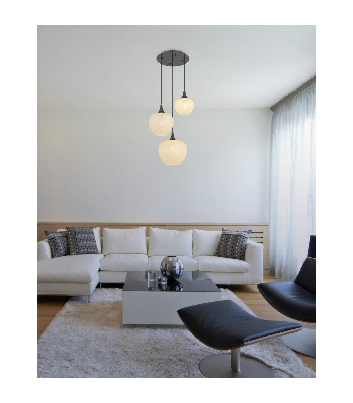 Maxy Cluster Pendant Ceiling Light Gunmetal Clear Glass Shade 3x E27-5