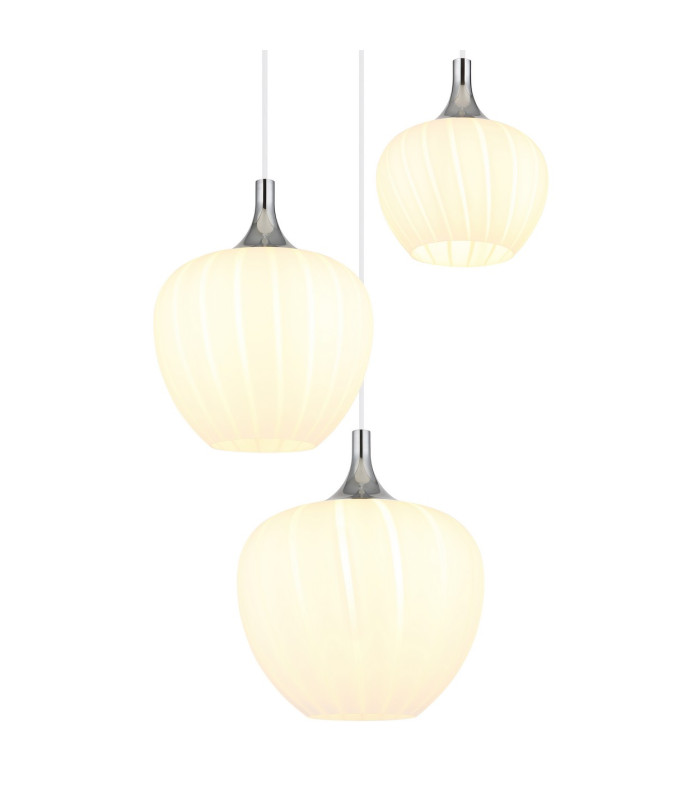 Maxy Cluster Pendant Ceiling Light White Matt Opal Glass Shade 3x E27-3