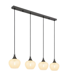 Maxy Bar Pendant Ceiling Light Gunmetal Clear Glass Shade 4x E27-1
