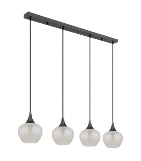 Maxy Bar Pendant Ceiling Light Gunmetal Clear Glass Shade 4x E27-2