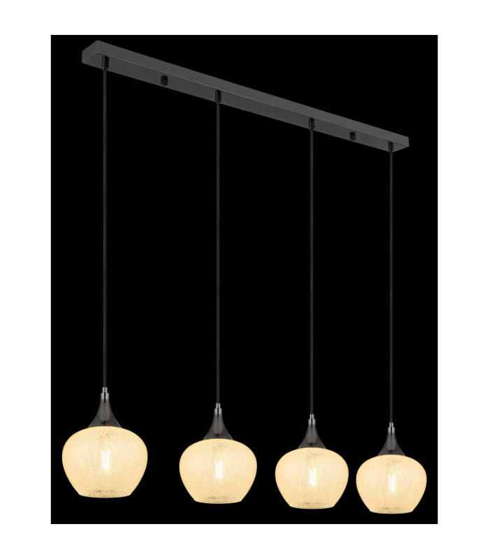 Maxy Bar Pendant Ceiling Light Gunmetal Clear Glass Shade 4x E27-5
