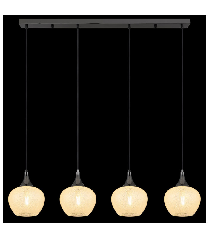 Maxy Bar Pendant Ceiling Light Gunmetal Clear Glass Shade 4x E27-6