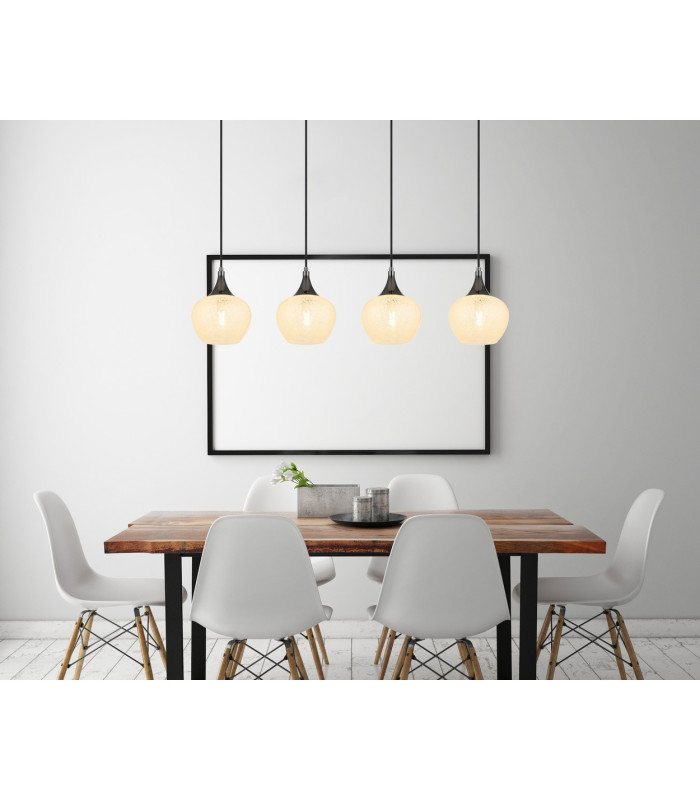 Maxy Bar Pendant Ceiling Light Gunmetal Clear Glass Shade 4x E27-7