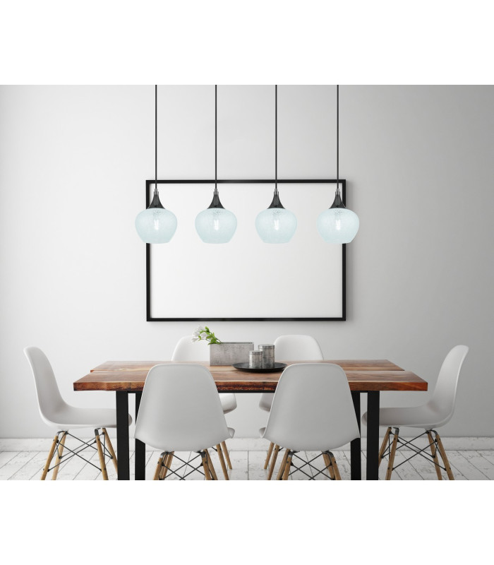Maxy Bar Pendant Ceiling Light Gunmetal Clear Glass Shade 4x E27-8