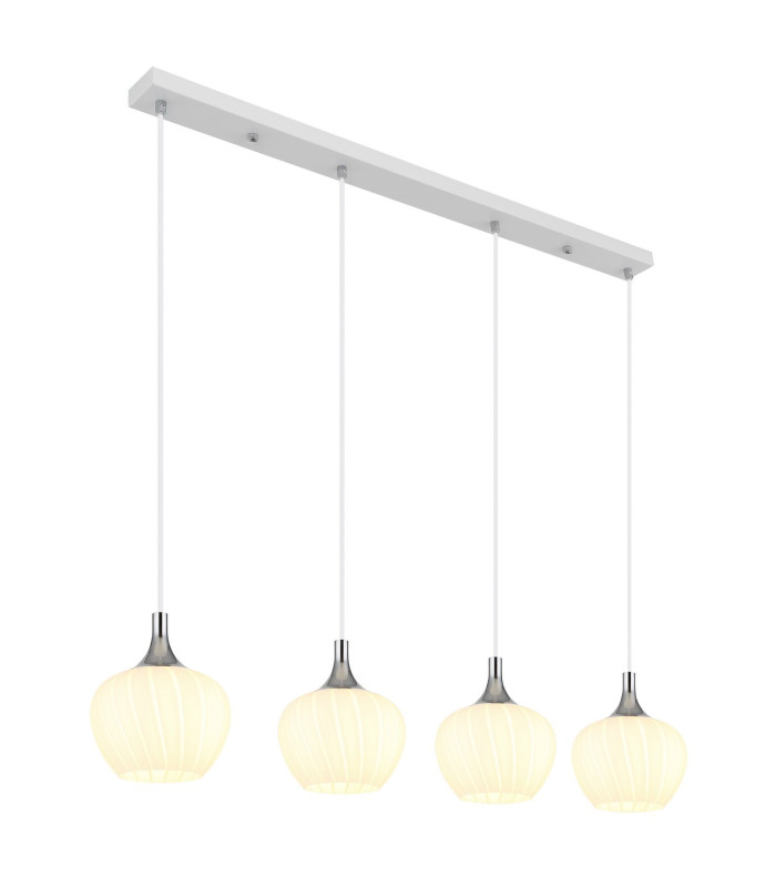 Maxy Bar Pendant Ceiling Light White Matt Opal Glass Shade 4x E27-1