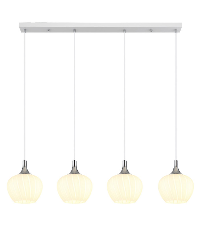 Maxy Bar Pendant Ceiling Light White Matt Opal Glass Shade 4x E27-3