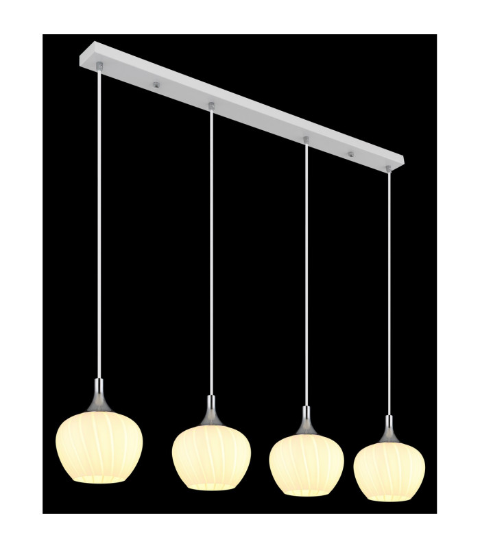 Maxy Bar Pendant Ceiling Light White Matt Opal Glass Shade 4x E27-5