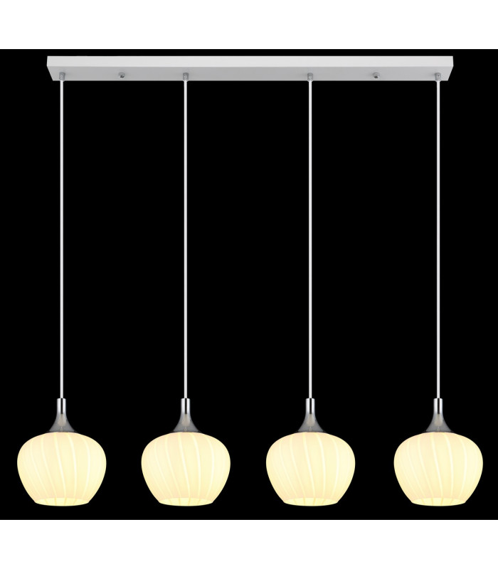 Maxy Bar Pendant Ceiling Light White Matt Opal Glass Shade 4x E27-6