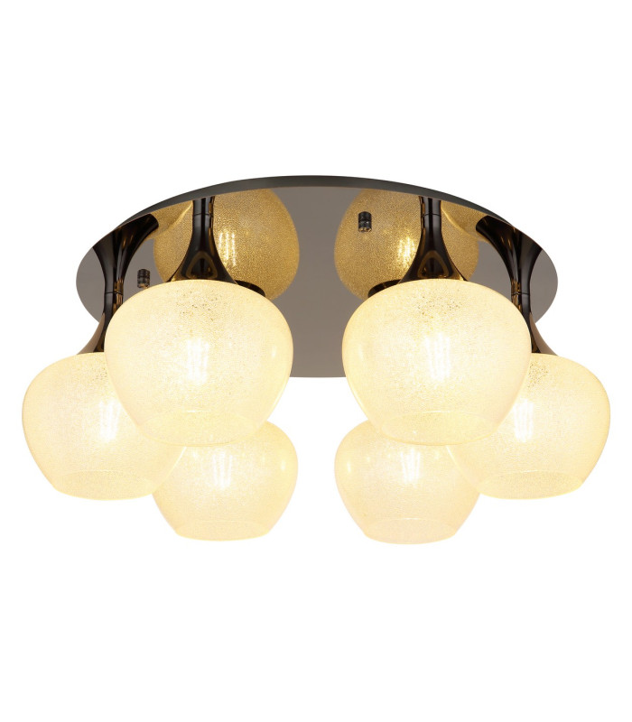 Maxy Globe Ceiling Light Gunmetal Clear Glass Shade 6x E27-1