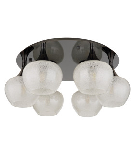 Maxy Globe Ceiling Light Gunmetal Clear Glass Shade 6x E27-2