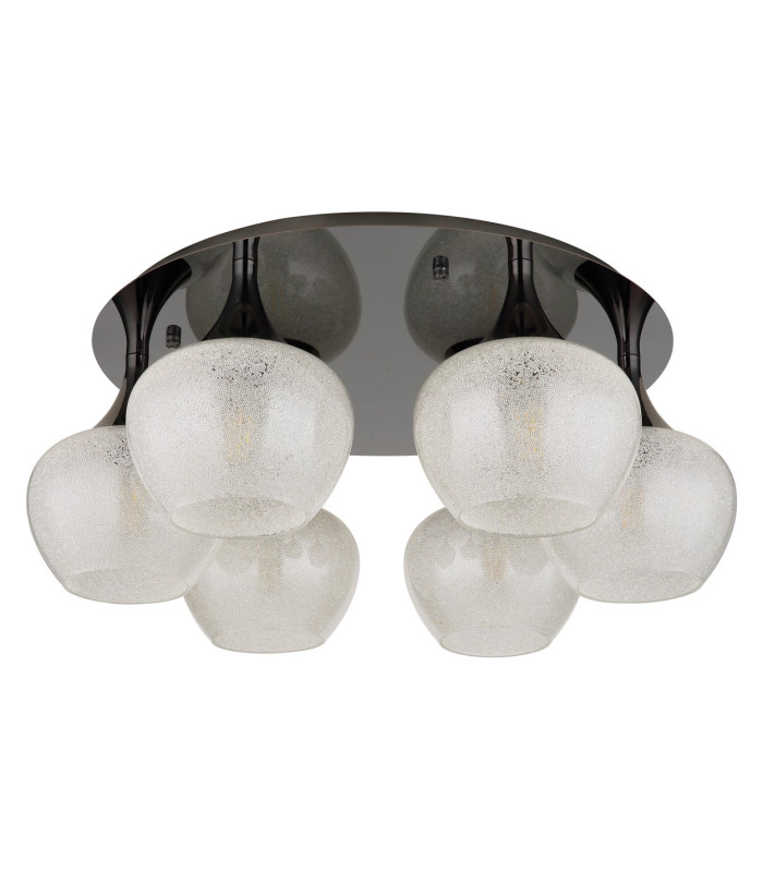 Maxy Globe Ceiling Light Gunmetal Clear Glass Shade 6x E27-2