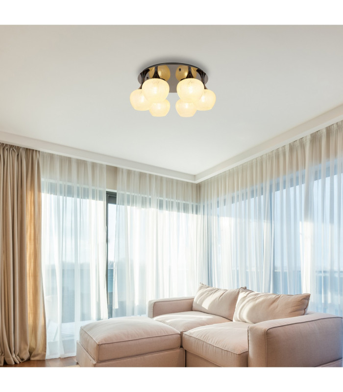 Maxy Globe Ceiling Light Gunmetal Clear Glass Shade 6x E27-4