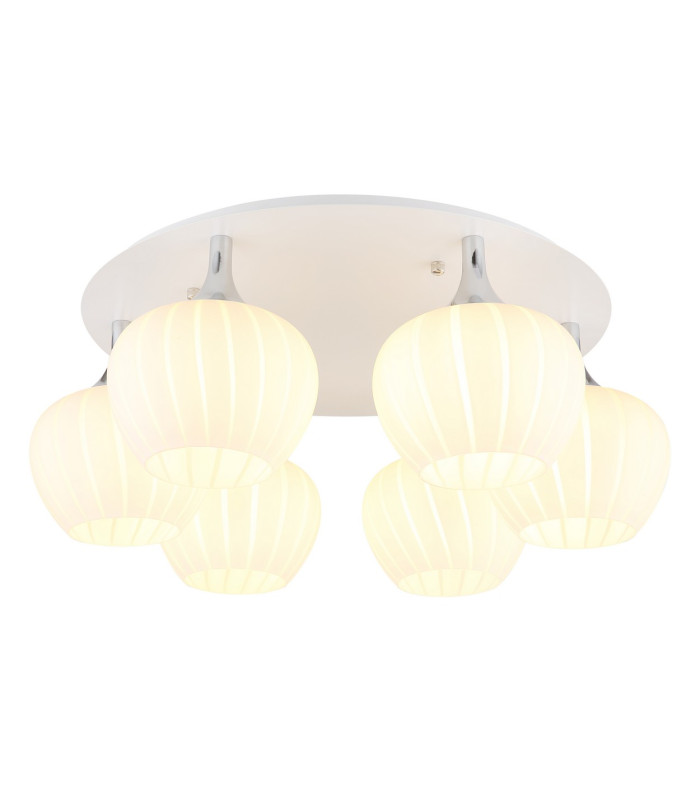 Maxy Globe Ceiling Light White Matt Opal Glass Shade 6x E27-1