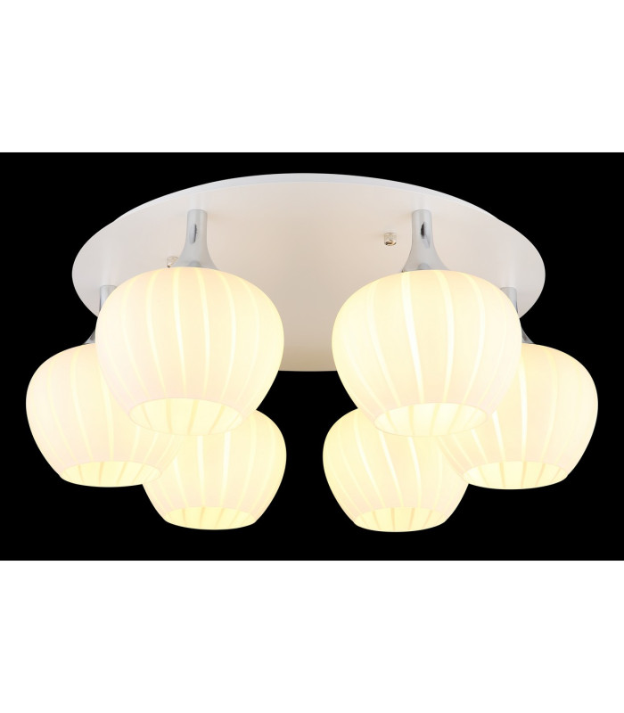 Maxy Globe Ceiling Light White Matt Opal Glass Shade 6x E27-3