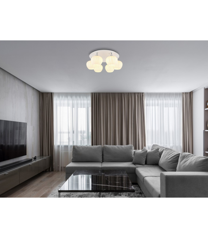 Maxy Globe Ceiling Light White Matt Opal Glass Shade 6x E27-4