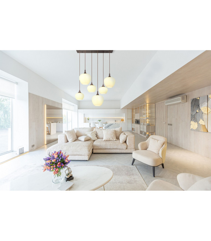 Maxy Cluster Pendant Ceiling Light Coffee Colored Opal Glass Shade 6x E27-5