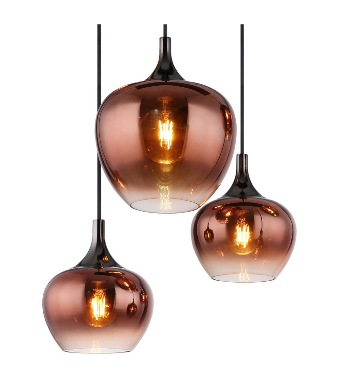 Maxy Cluster Pendant Ceiling Light Matt Black Copper Glass Shade 6x E27-4