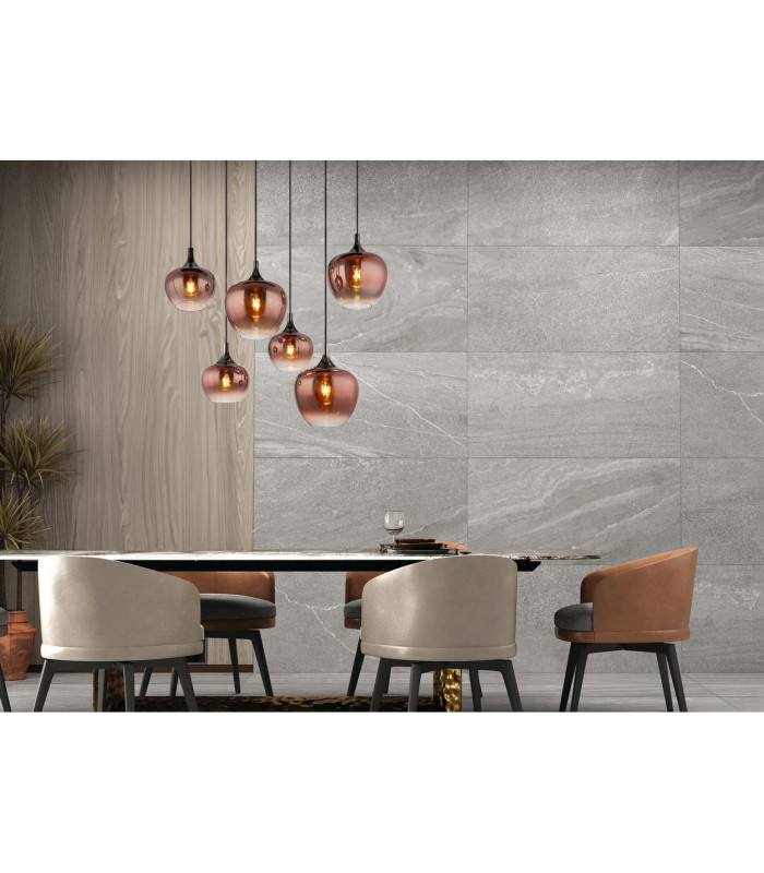 Maxy Cluster Pendant Ceiling Light Matt Black Copper Glass Shade 6x E27-5