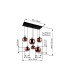 Maxy Cluster Pendant Ceiling Light Matt Black Copper Glass Shade 6x E27-7