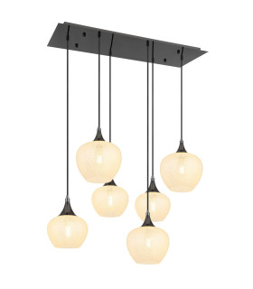 Maxy Cluster Pendant Ceiling Light Gunmetal Clear Glass Shade 6x E27-1