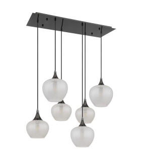 Maxy Cluster Pendant Ceiling Light Gunmetal Clear Glass Shade 6x E27-2