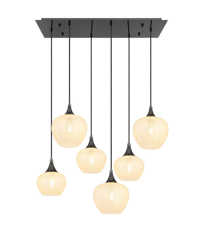 Maxy Cluster Pendant Ceiling Light Gunmetal Clear Glass Shade 6x E27-3