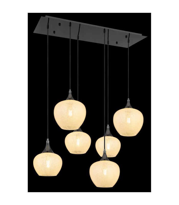 Maxy Cluster Pendant Ceiling Light Gunmetal Clear Glass Shade 6x E27-5