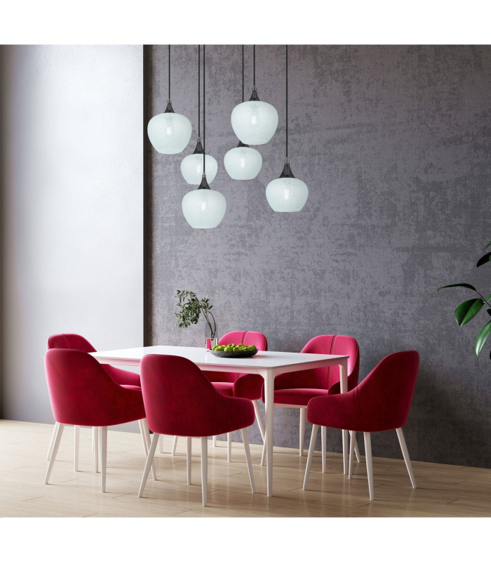Maxy Cluster Pendant Ceiling Light Gunmetal Clear Glass Shade 6x E27-8