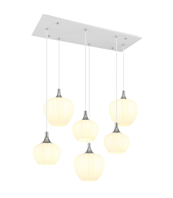 Maxy Cluster Pendant Ceiling Light White Matt Opal Glass Shade 6x E27-1