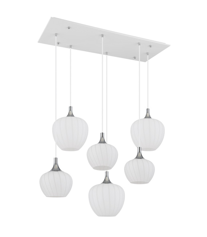 Maxy Cluster Pendant Ceiling Light White Matt Opal Glass Shade 6x E27-2