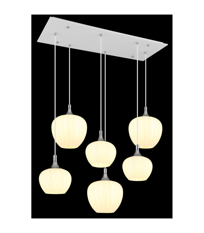 Maxy Cluster Pendant Ceiling Light White Matt Opal Glass Shade 6x E27-5