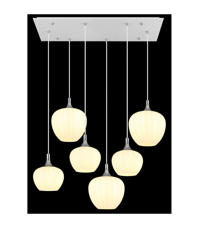 Maxy Cluster Pendant Ceiling Light White Matt Opal Glass Shade 6x E27-6