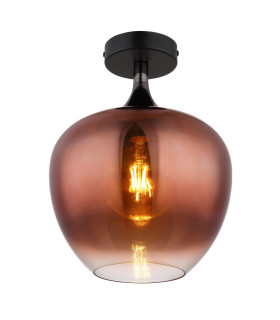 Maxy Globe Ceiling Light Matt Black Copper Glass Shade 1x E27-1