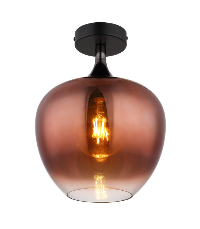 Maxy Globe Ceiling Light Matt Black Copper Glass Shade 1x E27-1