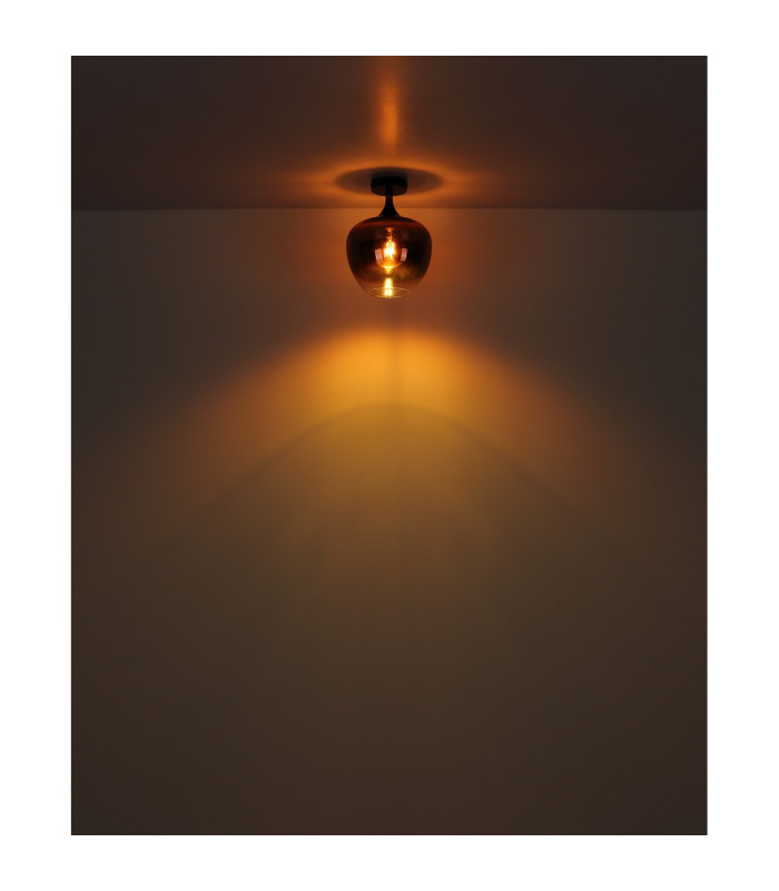 Maxy Globe Ceiling Light Matt Black Copper Glass Shade 1x E27-3