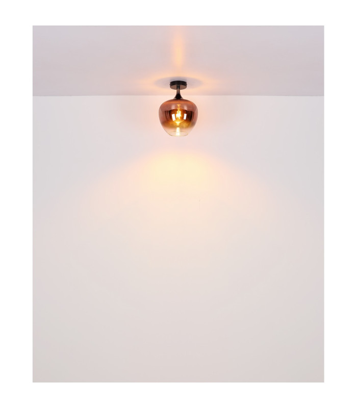 Maxy Globe Ceiling Light Matt Black Copper Glass Shade 1x E27-4