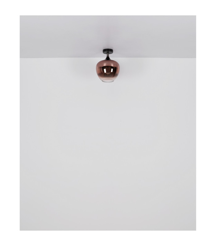 Maxy Globe Ceiling Light Matt Black Copper Glass Shade 1x E27-5