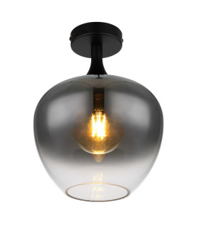 Maxy Globe Ceiling Light Matt Black Smoke Glass Shade 1x E27-1