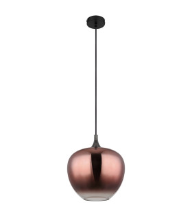 Maxy 29cm Dome Pendant Ceiling Light Matt Black Copper Glass Shade 1x E27-2