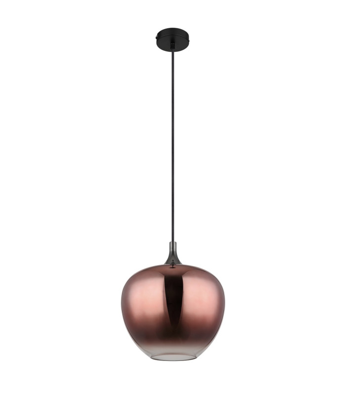 Maxy 29cm Dome Pendant Ceiling Light Matt Black Copper Glass Shade 1x E27-2