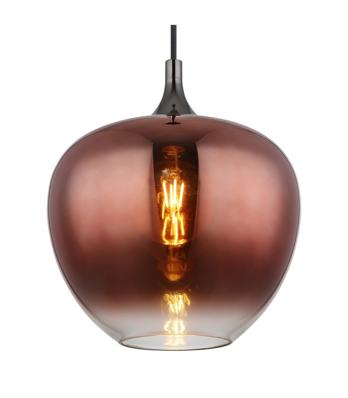 Maxy 29cm Dome Pendant Ceiling Light Matt Black Copper Glass Shade 1x E27-3