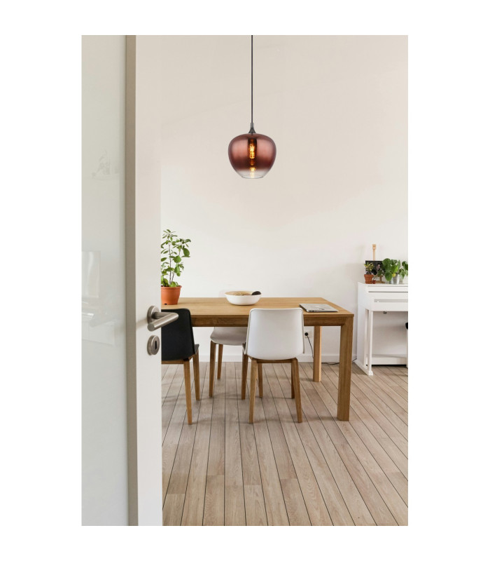 Maxy 29cm Dome Pendant Ceiling Light Matt Black Copper Glass Shade 1x E27-4