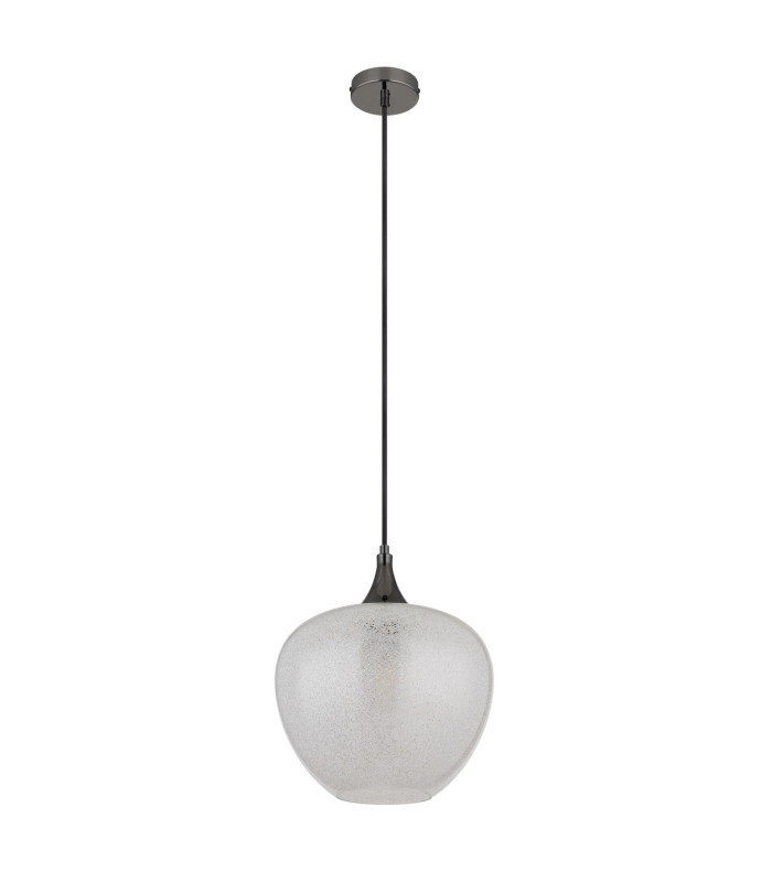 Maxy 29cm Dome Pendant Ceiling Light Gunmetal Clear Glass Shade 1x E27-2