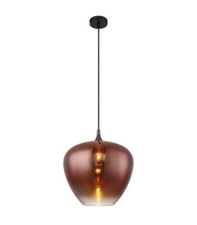 Maxy 40cm Dome Pendant Ceiling Light Matt Black Copper Glass Shade 1x E27-1